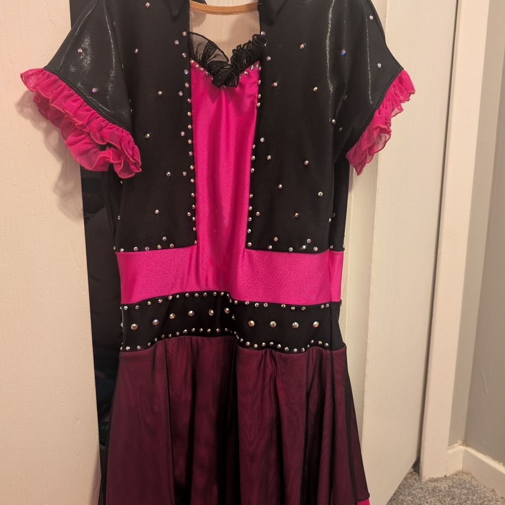Sparkling Pink and Black Ice Skating Costume